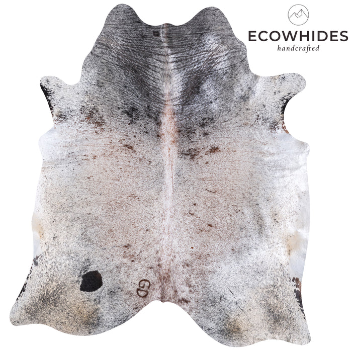 Brazilian Black Salt and Pepper Cowhide Rug Size 7'7" L x 6'9" W 5901