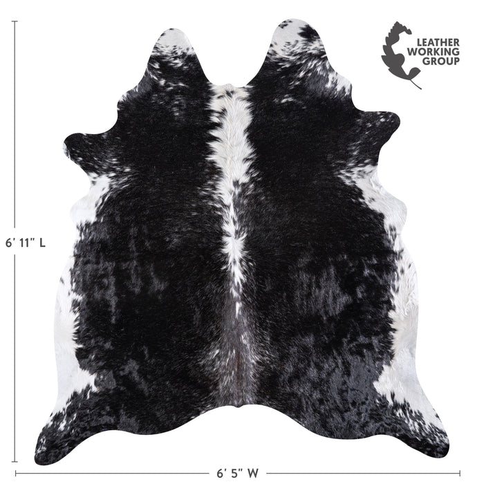 Brazilian Black and White Cowhide Rug Size 6'11" L x 6'5" W 5908