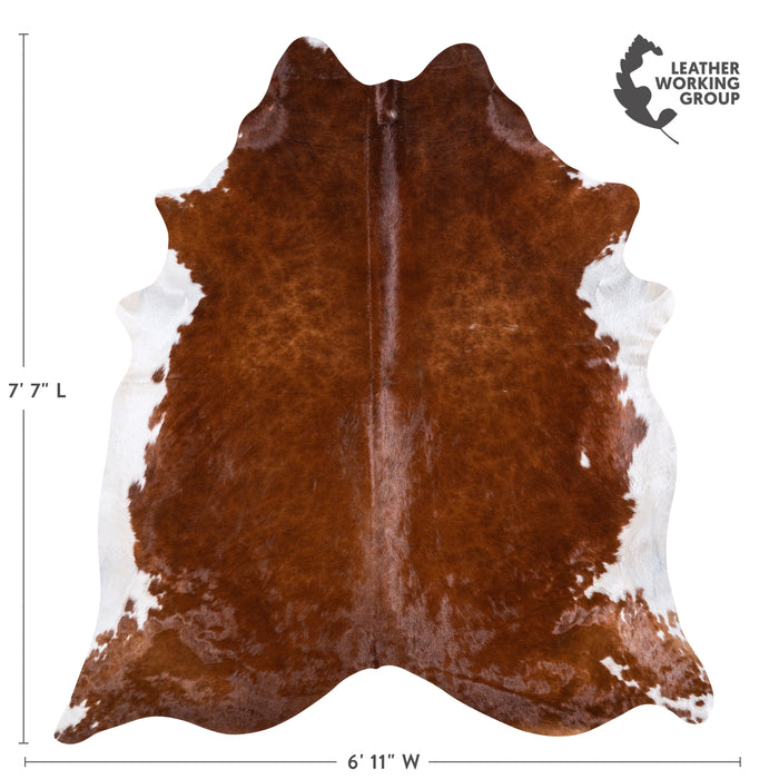 Brazilian Brown and White Cowhide Rug Size 7'7" L x 6'11" W 5912