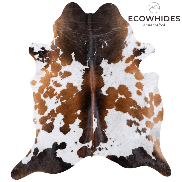 Brazilian Chocolate and White Cowhide Rug Size 7'10" L x 7'1" W 5919