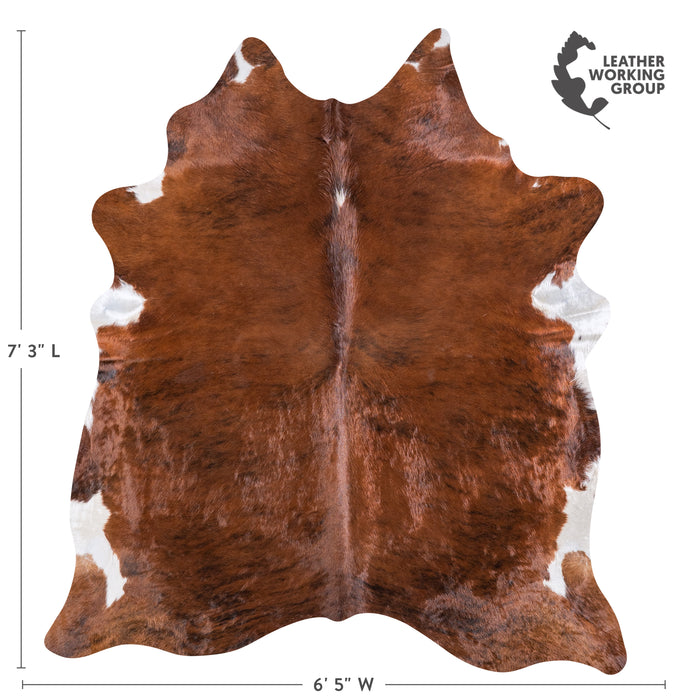 Brazilian Brindle White Belly Cowhide Rug Size 7'3" L x 6'5" W 5936