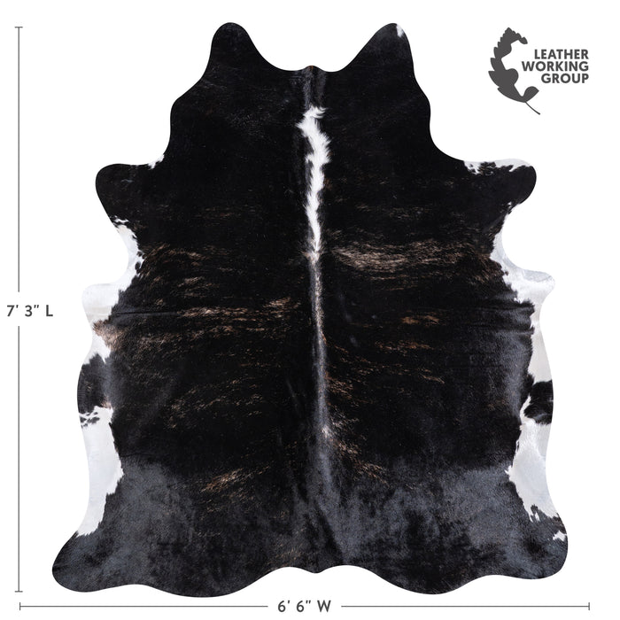 Brazilian Black and White Cowhide Rug Size 7'3" L x 6'6" W 5938