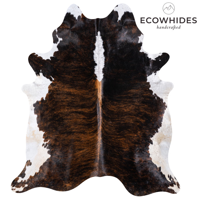 Brazilian Brindle White Belly and Backbone Cowhide Rug Size 7'10" L x 6'10" W 5958
