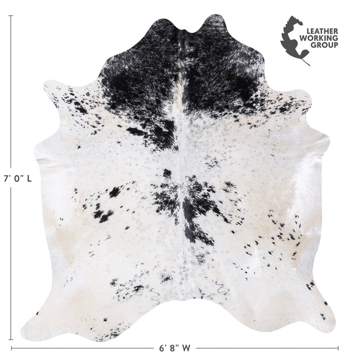 Brazilian Black Salt and Pepper Cowhide Rug Size 7'0" L x 6'8" W 5960