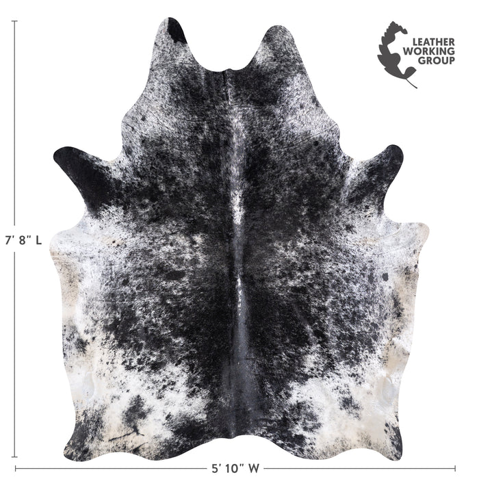 Brazilian Black Salt and Pepper Cowhide Rug Size 7'8" L x 5'10" W 5969