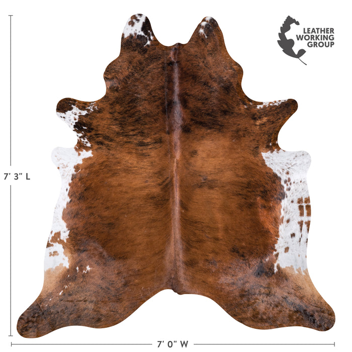 Brazilian Brindle White Belly Cowhide Rug Size 7'3" L x 7'0" W 5978