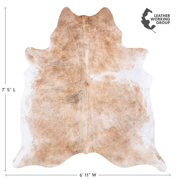 Brazilian Palomino and White Cowhide Rug Size 7'5" L x 6'11" W 5982