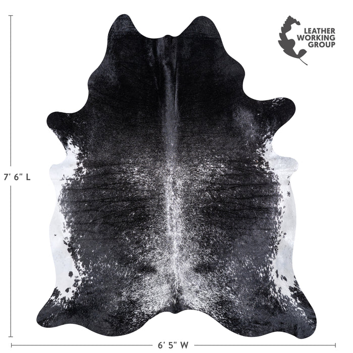 Brazilian Black Salt and Pepper Cowhide Rug Size 7'6" L x 6'5" W 5985