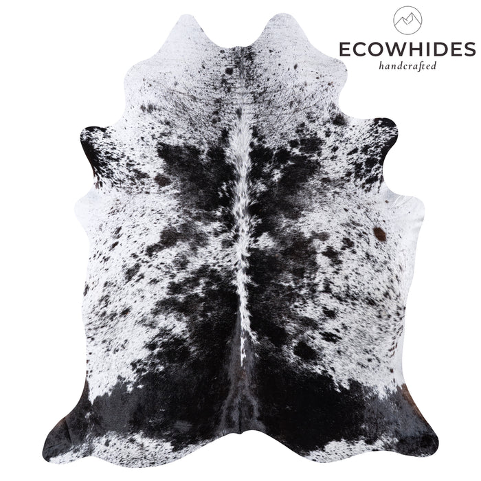 Brazilian Black Salt and Pepper Cowhide Rug Size 7'4" L x 6'4" W 5987