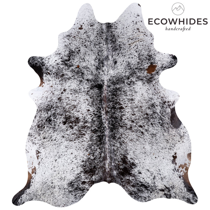 Brazilian Black Salt and Pepper Cowhide Rug Size 8'0" L x 7'0" W 5991