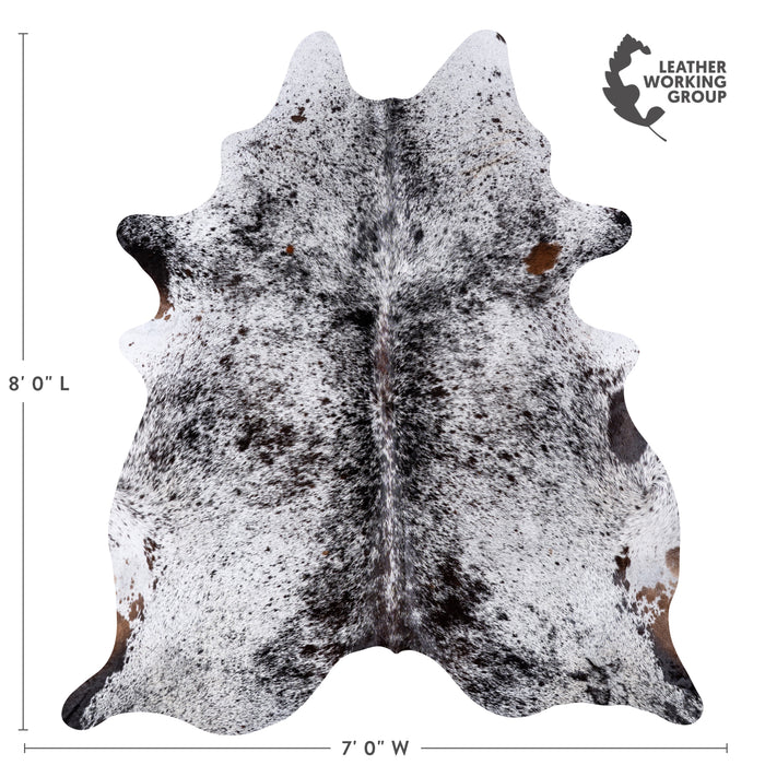 Brazilian Black Salt and Pepper Cowhide Rug Size 8'0" L x 7'0" W 5991