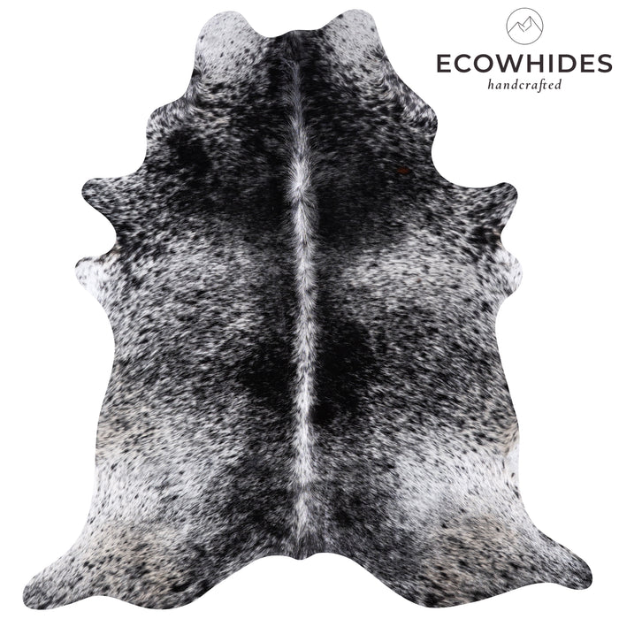 Brazilian Black Salt and Pepper Cowhide Rug Size 7'4" L x 6'8" W 5992