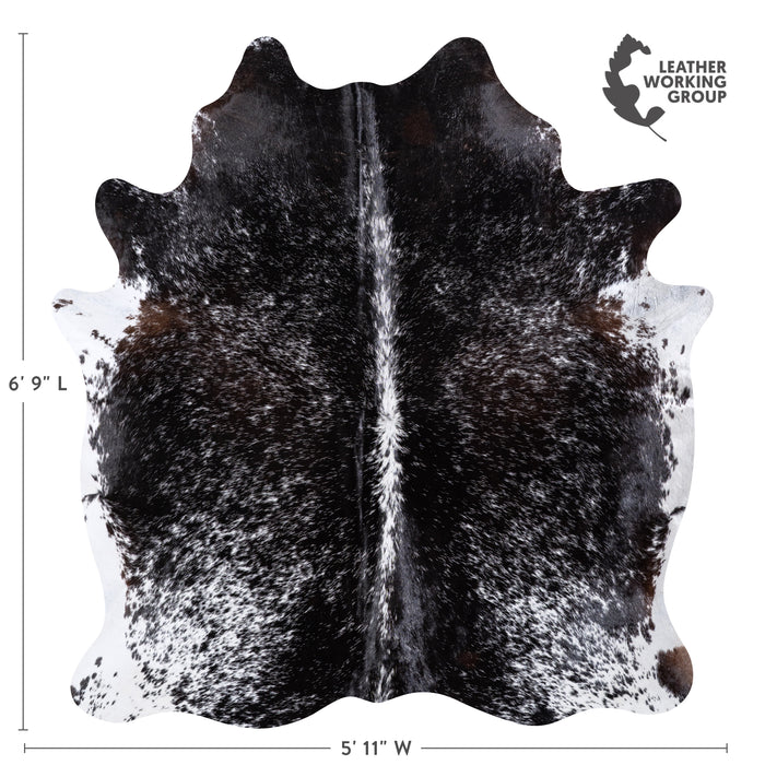 Brazilian Black Salt and Pepper Cowhide Rug Size 6'9" L x 5'11" W 5996