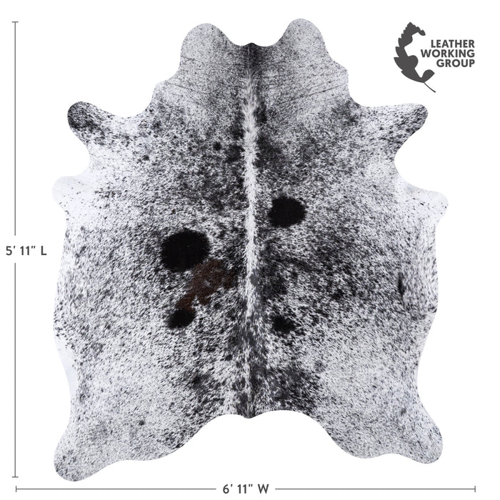 Brazilian Black Salt and Pepper Cowhide Rug Size 5'11" L x 6'11" W 5999