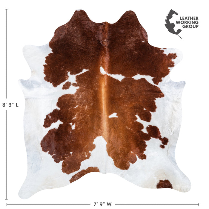 Vintage Brown and White Cowhide Rug Size 8'3" L x 7'9" W 6698