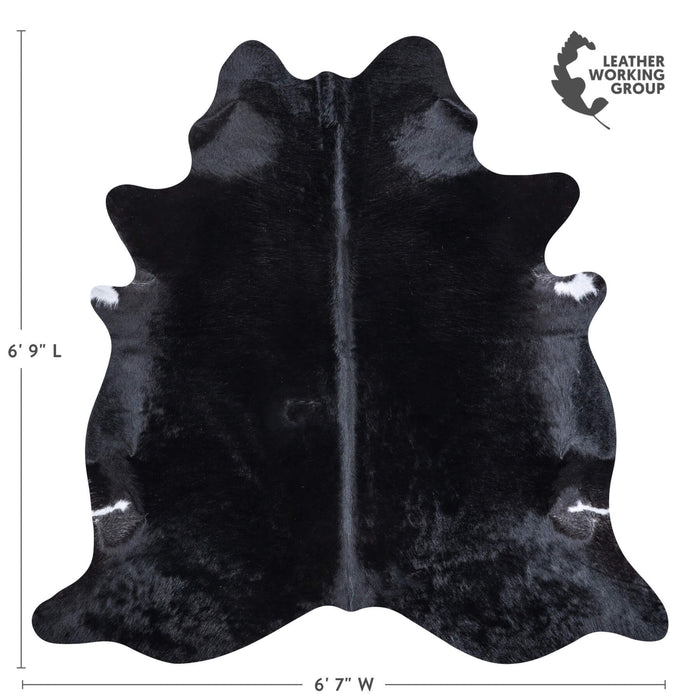 Brazilian Solid Black Cowhide Rug Size 6'9" L x 6'7" W 6737
