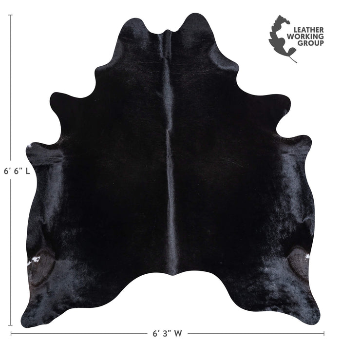 Brazilian Solid Black Cowhide Rug Size 6'6" L x 6'3" W 6739