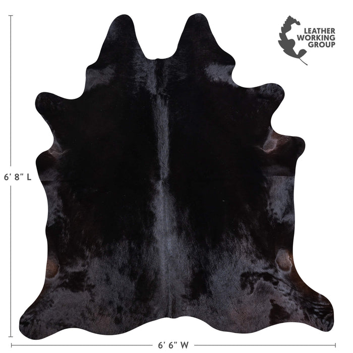 Brazilian Solid Black Cowhide Rug Size 6'8" L x 6'6" W 6740