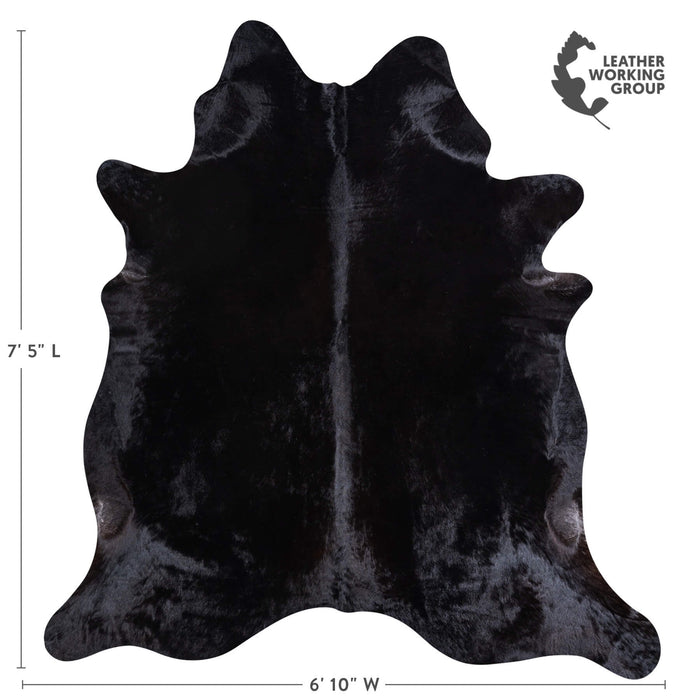 Brazilian Solid Black Cowhide Rug Size 7'5" L x 6'10" W 6746
