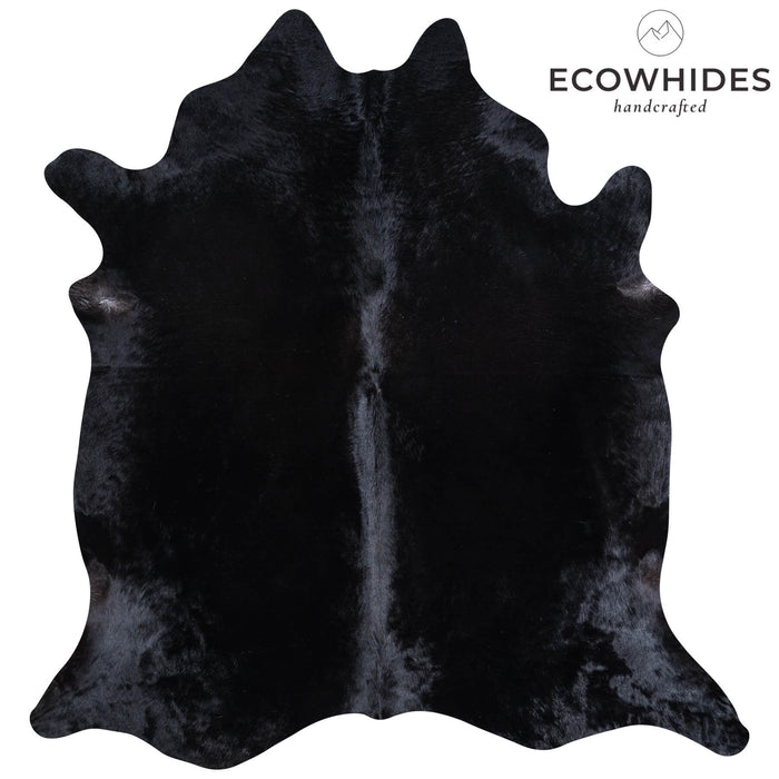 Brazilian Solid Black Cowhide Rug Size 7'2" L x 6'9" W 6748