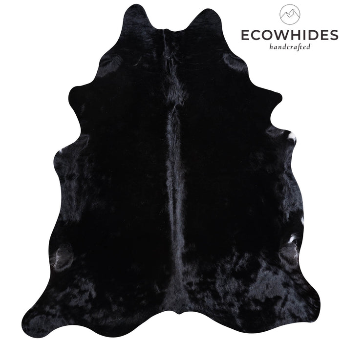 Brazilian Solid Black Cowhide Rug Size 7'6" L x 6'9" W 6749