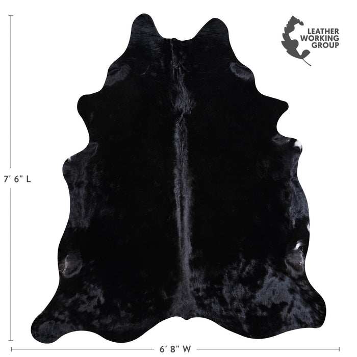 Brazilian Solid Black Cowhide Rug Size 7'6" L x 6'9" W 6749