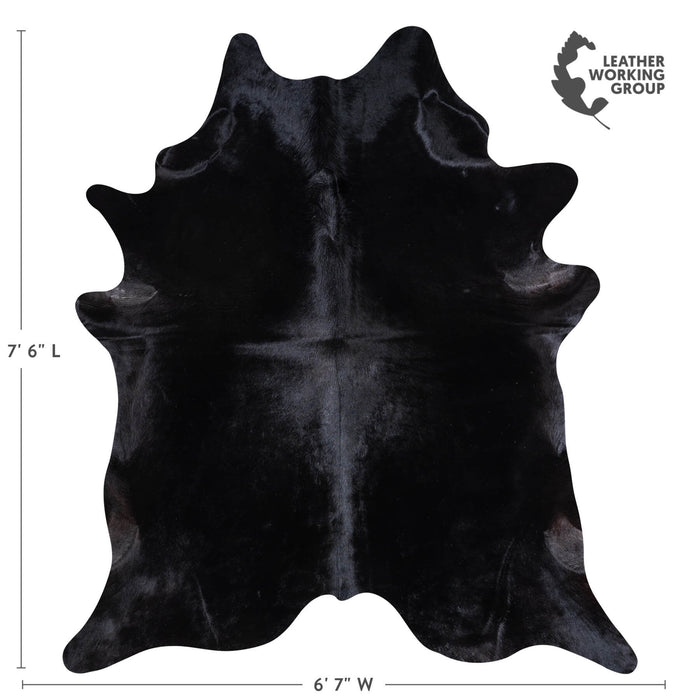 Brazilian Solid Black Cowhide Rug Size 7'6" L x 6'7" W 6764