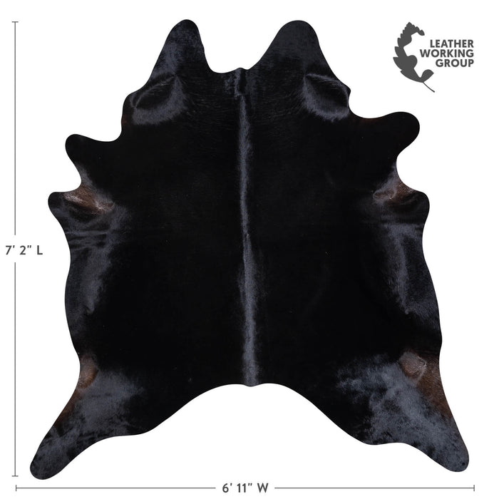 Brazilian Solid Black Cowhide Rug Size 7'2" L x 6'11" W 6766