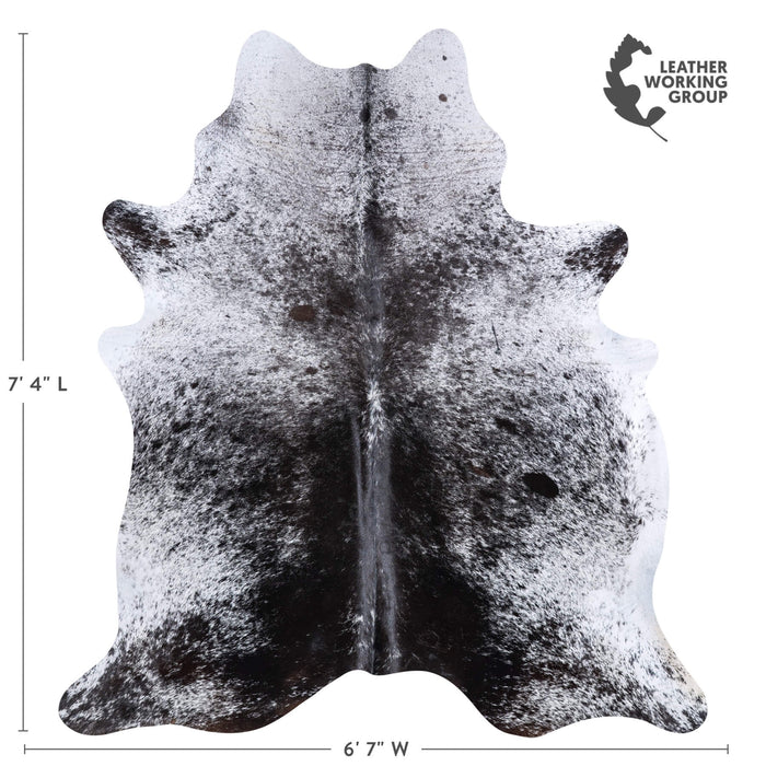 Brazilian Black Salt and Pepper Cowhide Rug Size 7'4" L x 6'7" W 6792