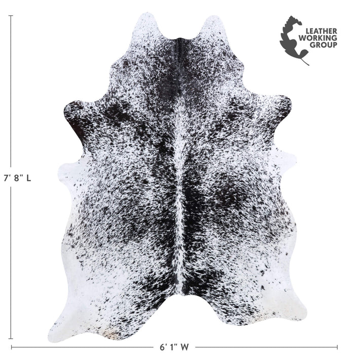 Brazilian Black Salt and Pepper Cowhide Rug Size 7'8" L x 6'1" W 6796