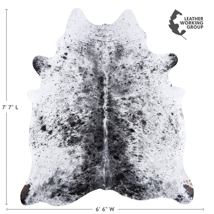 Brazilian Black Salt and Pepper Cowhide Rug Size 7'7" L x 6'6" W 6817