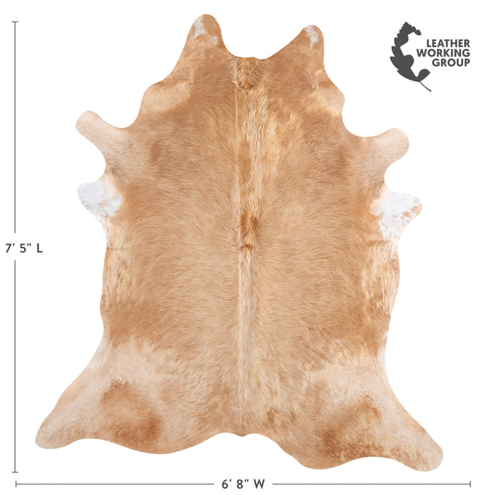 Brazilian Beige Cowhide Rug Size 7'5" L x 6'8" W 6866
