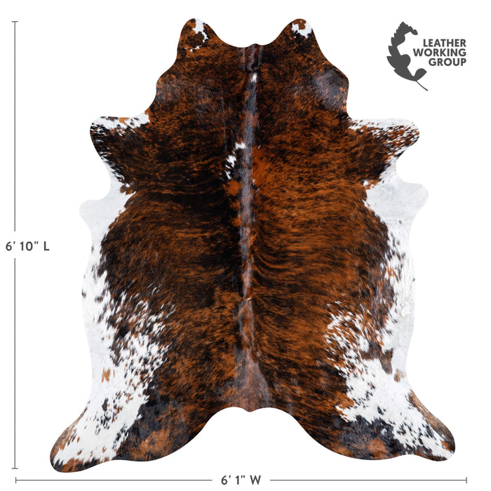 Brazilian Brindle White Belly Cowhide Rug Size 6'10" L x 6'1" W 6930