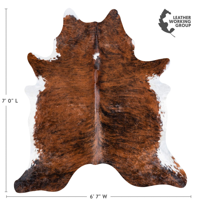 Brazilian Brindle White Belly Cowhide Rug Size 7'0" L x 6'7" W 6933