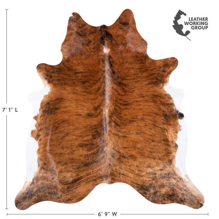 Brazilian Brindle White Belly Cowhide Rug Size 7'1" L x 6'9" W 6938