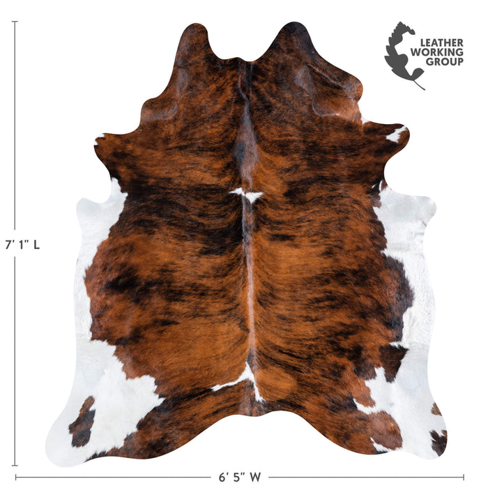 Brazilian Brindle White Belly Cowhide Rug Size 7'1" L x 6'5" W 6942