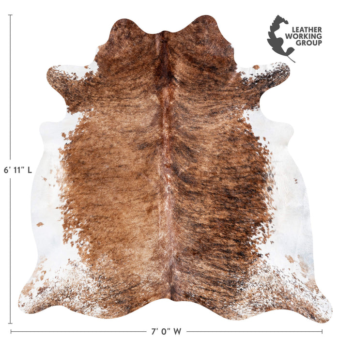 Brazilian Brindle White Belly Cowhide Rug Size 6'11" L x 7'0" W 6943