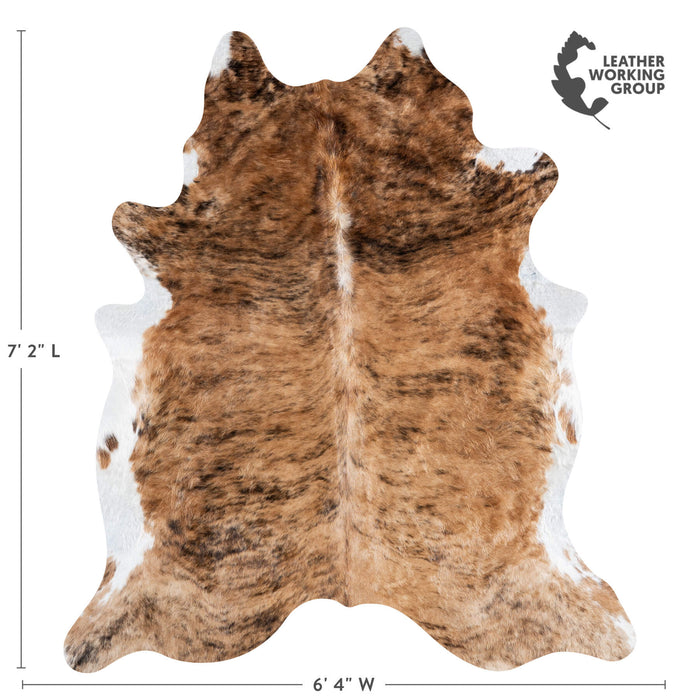 Brazilian Brindle White Belly Cowhide Rug Size 7'2" L x 6'4" W 6947