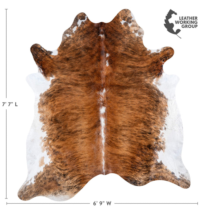Brazilian Brindle White Belly Cowhide Rug Size 7'7" L x 6'9" W 6948