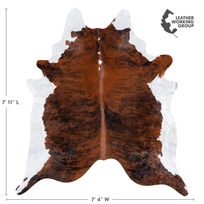 Brazilian Brindle White Belly Cowhide Rug Size 7'11" L x 7'4" W 6961
