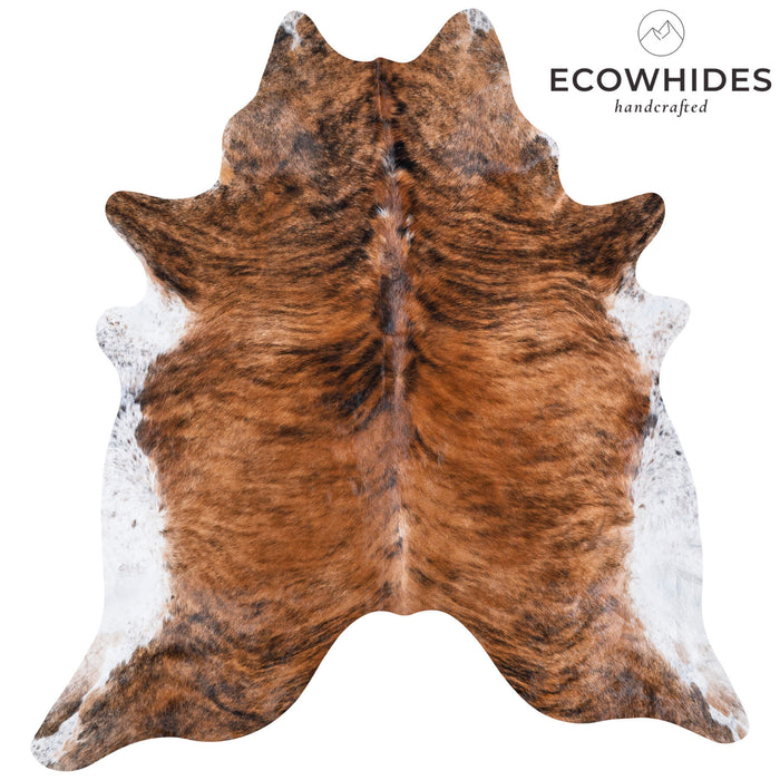 Brazilian Brindle White Belly Cowhide Rug Size 7'11" L x 7'6" W 6965