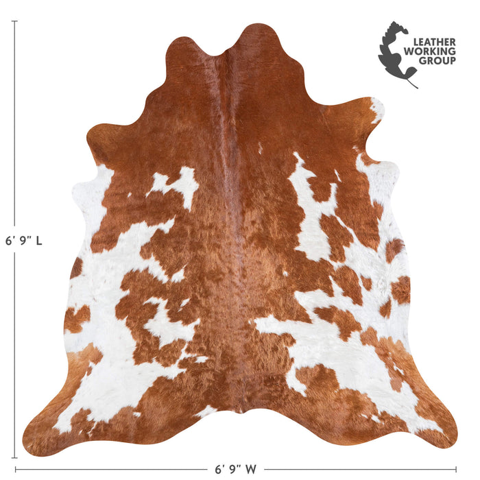 Brazilian Brown and White Cowhide Rug Size 6'9" L x 6'9" W 6970