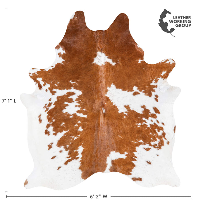 Brazilian Brown and White Cowhide Rug Size 7'1" L x 6'2" W 6982