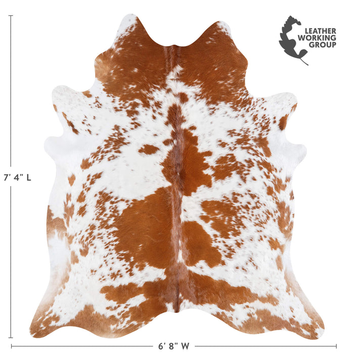 Brazilian Brown and White Cowhide Rug Size 7'4" L x 6'8" W 6985