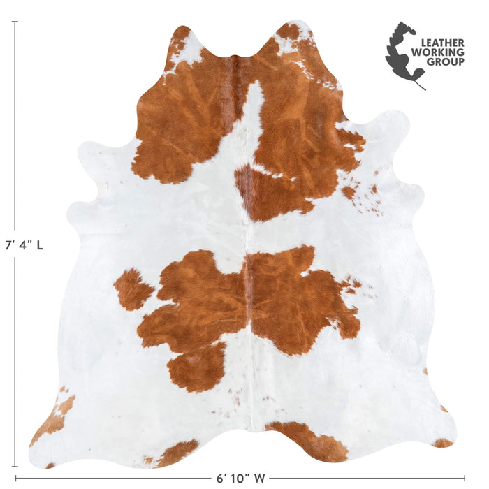 Brazilian Brown and White Cowhide Rug Size 7'1" L x 6'10" W 6990