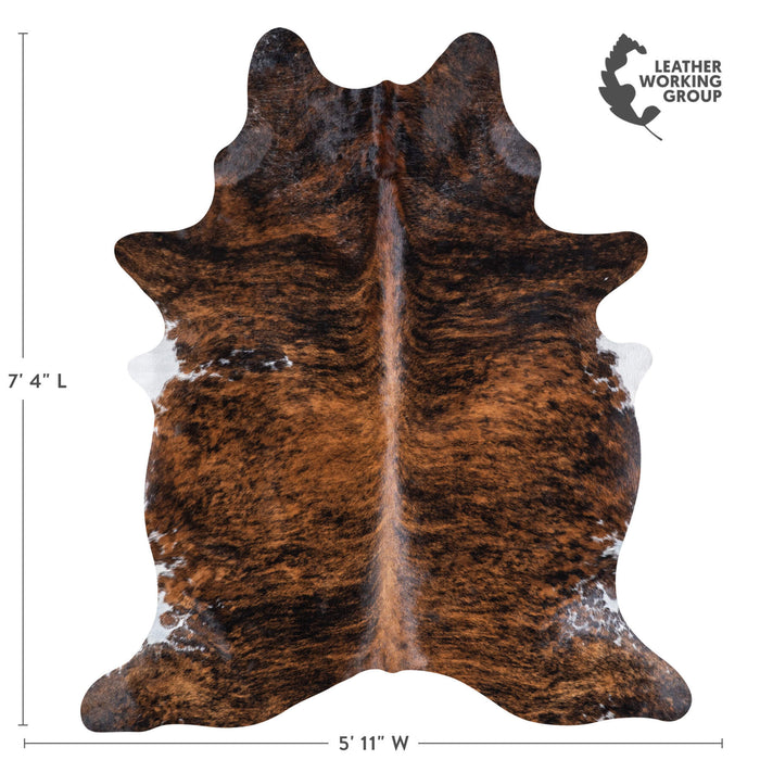 Brazilian Brindle Cowhide Rug Size 7'4" L x 5'11" W 6993