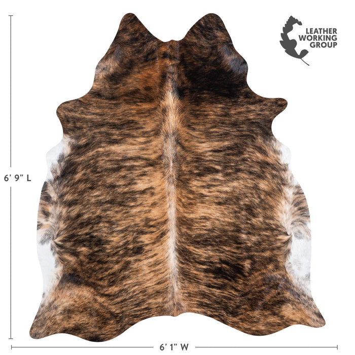 Brazilian Brindle Cowhide Rug Size 6'9" L x 6'1" W 6994