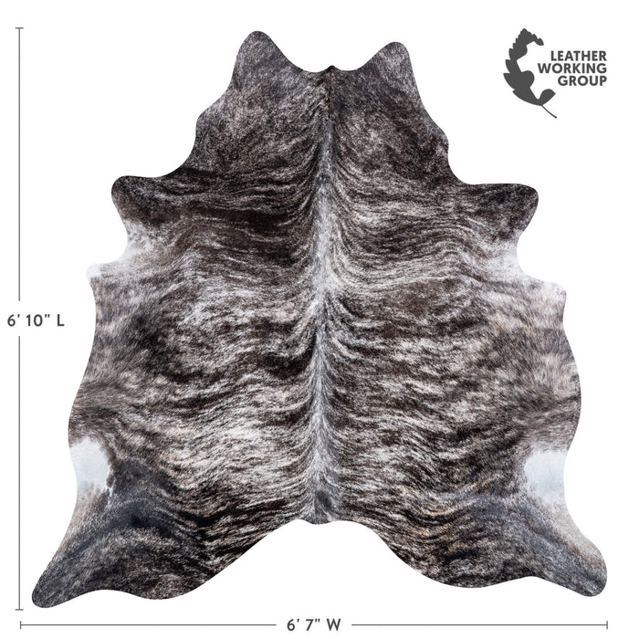 Brazilian Light Grey Brindle Cowhide Rug Size 6'10" L x 6'7" W 7009