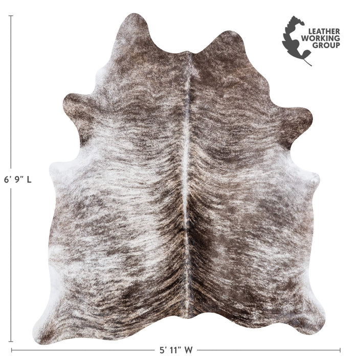 Brazilian Light Grey Brindle Cowhide Rug Size 6'9" L x 5'11" W 7010