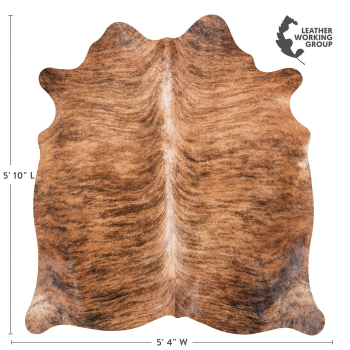 Brazilian Brindle Cowhide Rug Size 5'10" L x 5'4" W 7013